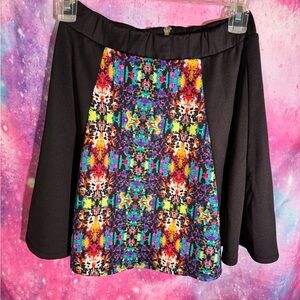 Olsenboye Black and Multicolor Skater Skirt